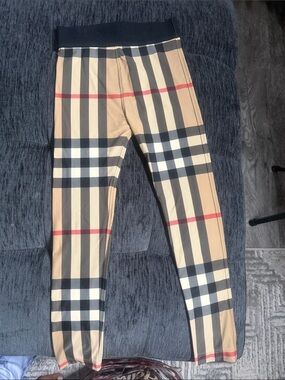 Plaid Burberry  Kids Leggings - Beige/Black